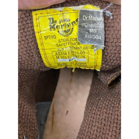 Dr. Martens Industrial Steel Toe Ironbridge Women's 7 Brown Leather Ankle Boots - Picture 11 of 16